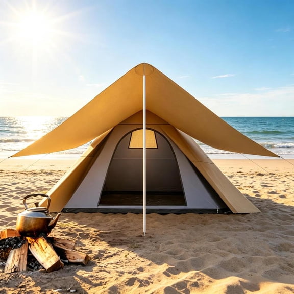 Porch Tent for 2-3 Persons – Camping Tent with Extended Canopy, Waterproof Oxford Fabric, Easy 1-Pole Setup, Portable Tipi-Style Shelter with Carry Bag, Ideal for Backyard, Beach, Park & Outdoor Fami
