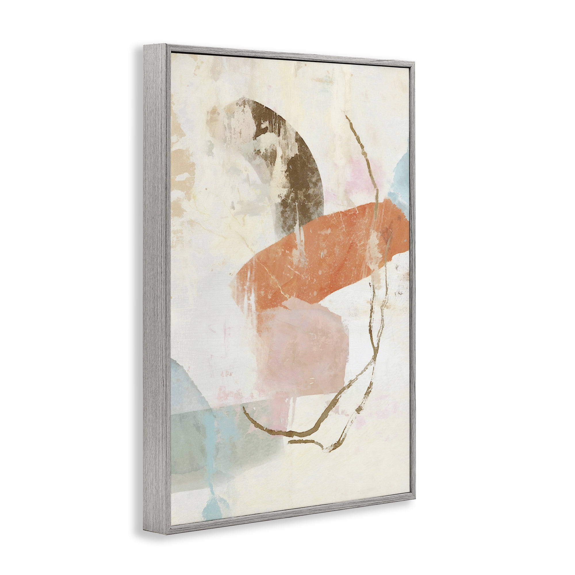 Stupell Industries Rustic Abstract with Orange Accent Abstract Painting Gray Framed Art Print Wall Art, 16 x 24