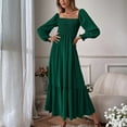 thumbnail image 2 of Fesfesfes Women Dress Casual Sexy Long Sleeve Pullover Square Neck Long Sleeve Ruffle High Waist Dress or, 2 of 6