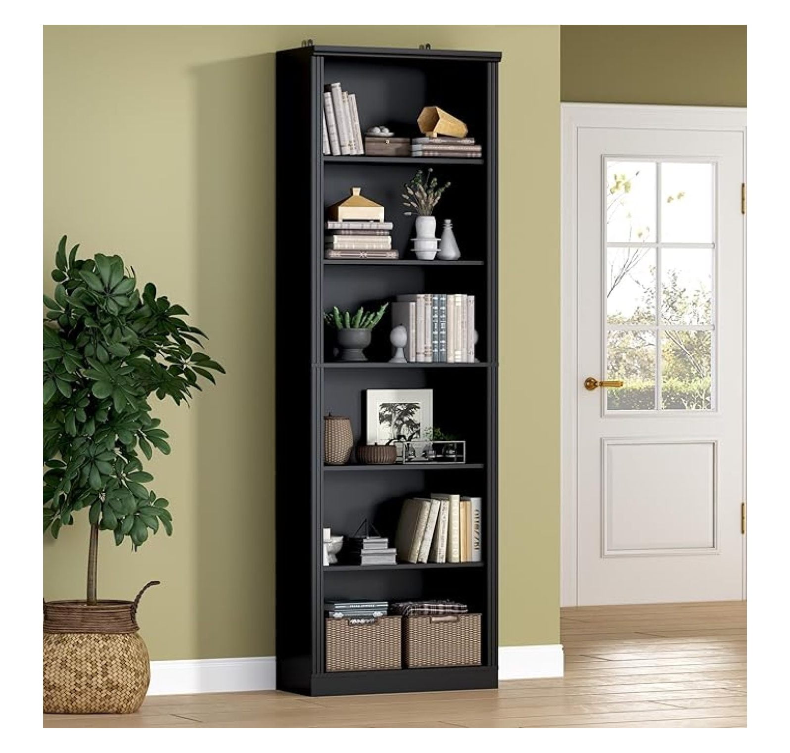 7-Tier Bamboo Tree Modern Bookshelf, Creative Curved Standing Bookcase Rack Book Storage Organizer Shelves