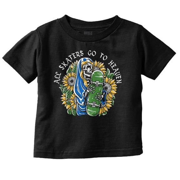 Skeleton All Skaters Go To Heaven Toddler Boy Girl T Shirt Infant Toddler Brisco Brands 6M