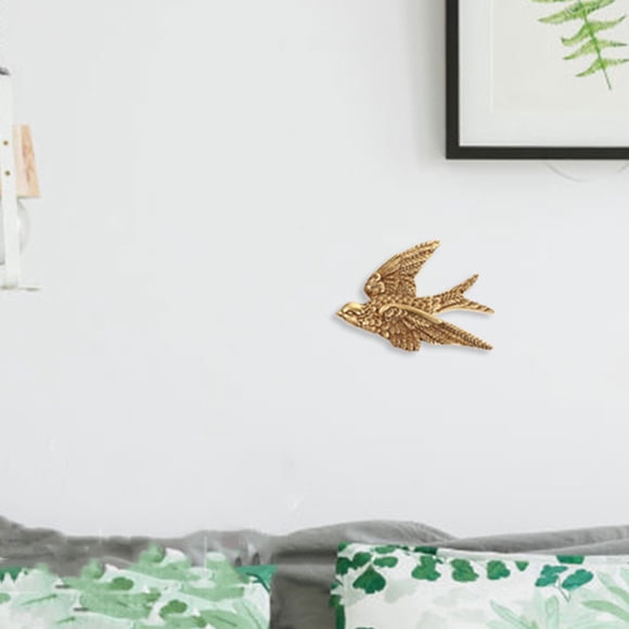 Raindrops Golden Resin Swallow Wall Art for Decoration Craftsmanship Safe 6.3x3.1 Inches