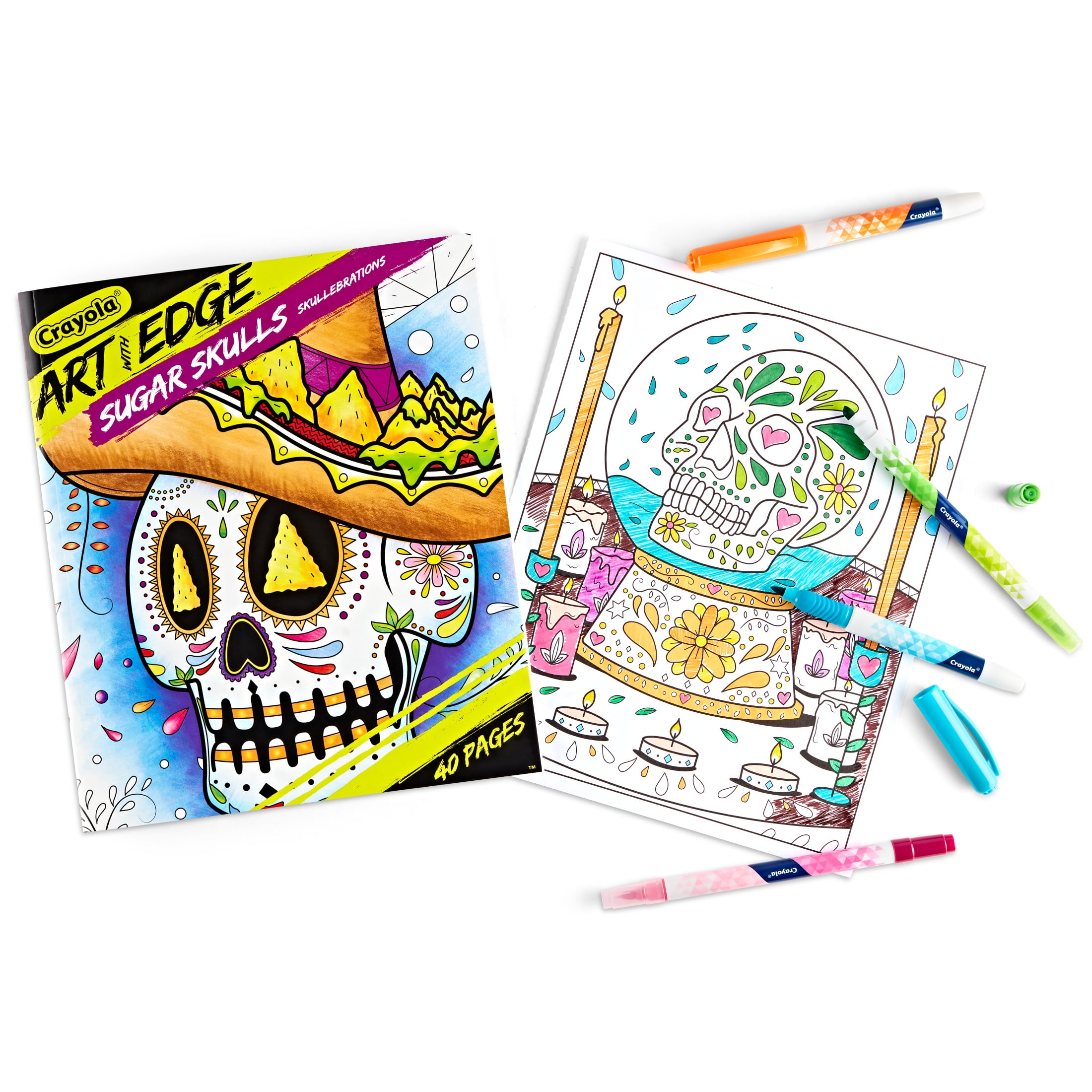 Crayola Art with Edge Sugar Skulls Coloring Books, Teacher Appreciation Gifts, Mothers Day, 40 Pgs, Vol. 3 Child, Unisex