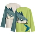 thumbnail image 2 of FUIALDOLG Shark Kids Boys T Shirts Casual Long Sleeve Green Beige Tops 2 Pack Round Neck Soft Loose Basic Tees 13-14 Years, 2 of 6