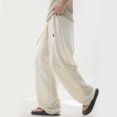 thumbnail image 2 of Akiihool Linen Pants for Men Summer Men's Big and Tall Performance Extreme Comfort Pant White,XXXL, 2 of 9