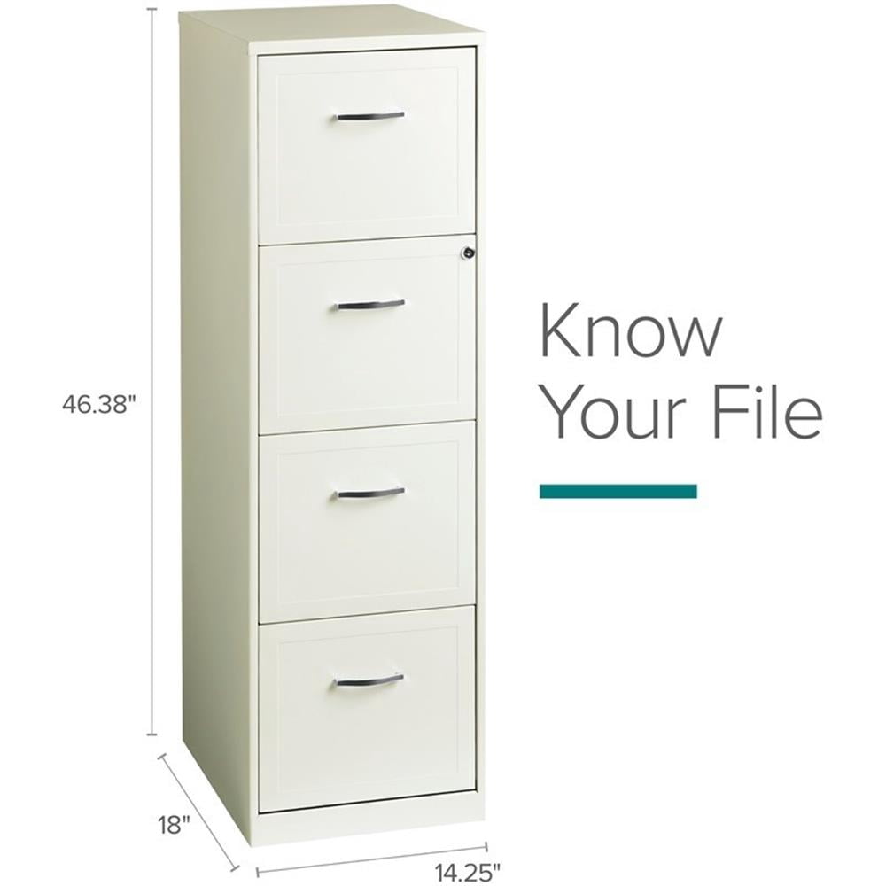 Pemberly Row 18" 4-Drawer Traditional Metal Filing Cabinet in White