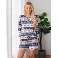 thumbnail image 2 of Ekouaer Pajama Set for Women Waffle Knit Lounge Sets Long Sleeve Top and Shorts Sleepwear Matching Loungewear, 2 of 6