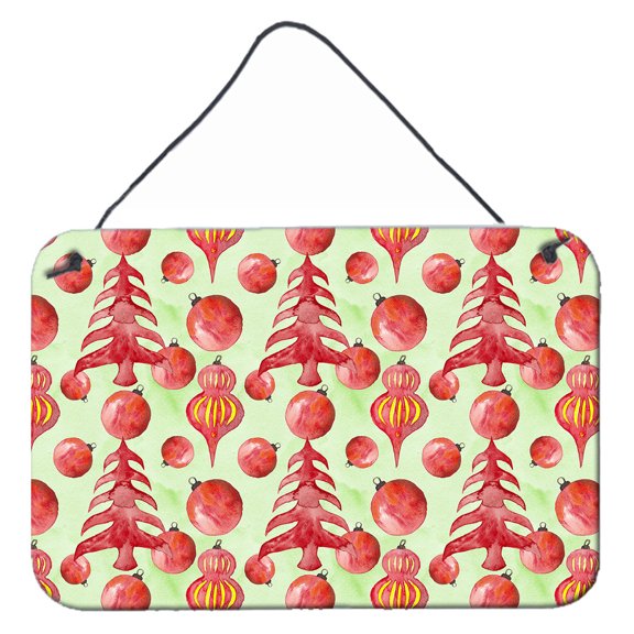 Carolines Treasures BB7483DS812 Red Christmas Tree and Ornaments Wall or Door Hanging Prints 8x12 multicolor