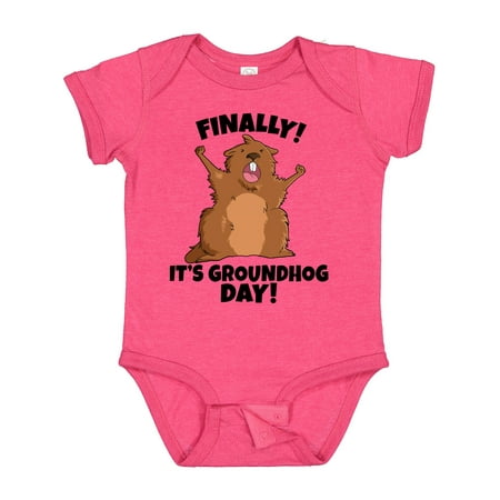 

Inktastic Finally It s Groundhog Day Boys or Girls Baby Bodysuit