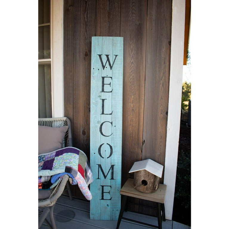 Rustic Light Aqua Blue Front Porch Welcome Sign Rustic Light Aqua Blue Front Porch Welcome Sign