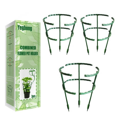 

Yegbong 3Pcs Combined Flower Pot Holder Double-Layer Plant Support Bracket For Small Pot Plants Grow Straightly Stem Guide