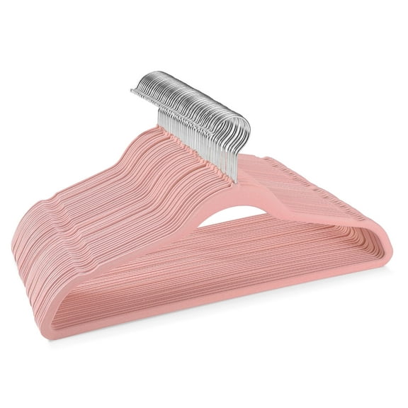 cozymood Barbie Pink 60 Pack Non-Slip Velvet Hangers, Heavy-Duty Clothes Hangers , Space-Saving with 360° Rotation