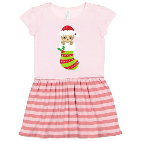 

Inktastic Christmas Sloth Sloth In Christmas Stocking Gift Toddler Girl Dress
