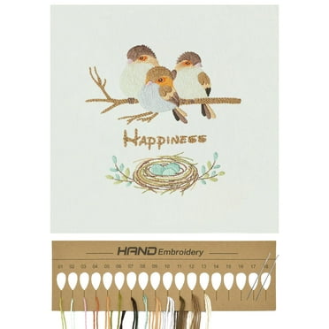 AUQ Embroidery Kit,Happyness Embroidery Patterns,Cross Stitch Kits with Pattern and Tool Kit for Craft Lover Adult Stitch