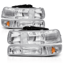 M-AUTO Pair Headlights   Bumper Lights for 99 00 01 02 Chevy Silverado 1500HD 2500HD 3500HD / 00-06 Suburban 1500 2500 Tahoe