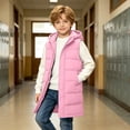 thumbnail image 6 of BLVB Boys Girls Long Hooded Puffer Vest Winter Warm Zip up Padded Coat Teen Kids Thick Jacket with Pockets(Pink,12-13 Years), 6 of 9