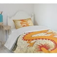 thumbnail image 4 of Ambesonne Dragon Quilted Bedspread Set 2 Pcs, Chinese Folk Elements, Twin Size, Orange Vermilion Apricot, 4 of 6