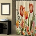 thumbnail image 2 of Fabric Shower Curtain, Red Tulip Eucalyptus Watercolor Floral Plants Retro Linen Shower Curtains with 12 Hooks Waterproof Machine Washable Bath Curtains for Bathroom,48x 72in, 2 of 6