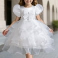 thumbnail image 2 of Gubotare Girl Dresses Girls Dress Summer Ruffle Sleeve Mesh A Line Casual Party Dresses with Pockets,White 8-9 Years, 2 of 9