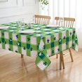 thumbnail image 1 of St Patricks Day Tablecloth Rectangle 60 x 84 Inch Shamrock Green and White Plaid Table Cloth - Oblong Polyester Irish Clover Checkered Spring Table Cover Washable Waterproof for Party Picnic Dinner, 1 of 7