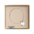 thumbnail image 3 of 6 1/4 inch Round Eye Hook Bangle Bracelet w/ Heart medal charm w/ May Green Swarovski Crystal, 3 of 3