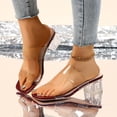 thumbnail image 6 of Qingpeng Womens Transparent Open Toe Sandals Chunky Heel One Line Toe Strap Summer Fashion Clear Shoes Club Party Daily Casual Footwear, 6 of 9