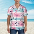 thumbnail image 6 of Picia Pink Striped Flamingo Gentle Cotton Regular Fit Short Sleeve Casual Hawaiian Shirt for Men-XX-Large, 6 of 9