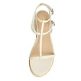 thumbnail image 4 of FSJ Women Vacation Espadrille Platform Low Heel Gladiator Round Open Toe Sandals Ankle Strappy with Buckle Comfortable Shoes Size 8 White, 4 of 4