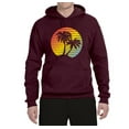 thumbnail image 2 of Two Coconut Palm Trees Beach Sunset | Mens Pop Culture Hooded Sweatshirt Graphic Hoodie, Maroon, 2XL, 2 of 4