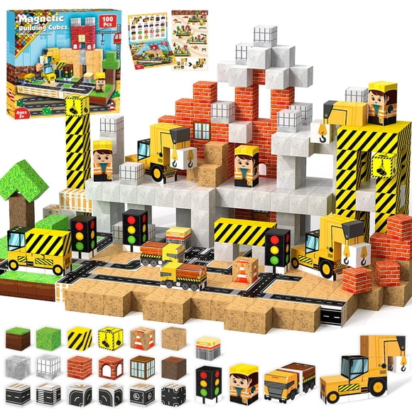 Bloques de construcción magnéticos ToyUnited, 100 unidades, para niños de 3 a 8 años