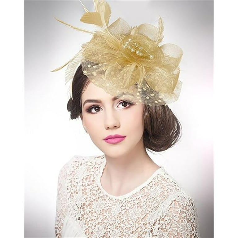 QZS Khaki Women Fascinator Tea Party Hat,Vintage Fascinators  display picture 2