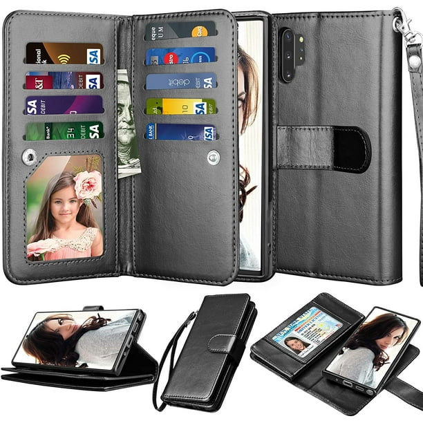 Njjex Étui Portefeuille pour Samsung Galaxy Note 10 Plus, pour Galaxy Note 10+ Plus 5G, [9 Emplacements pour Cartes] PU Cuir ID