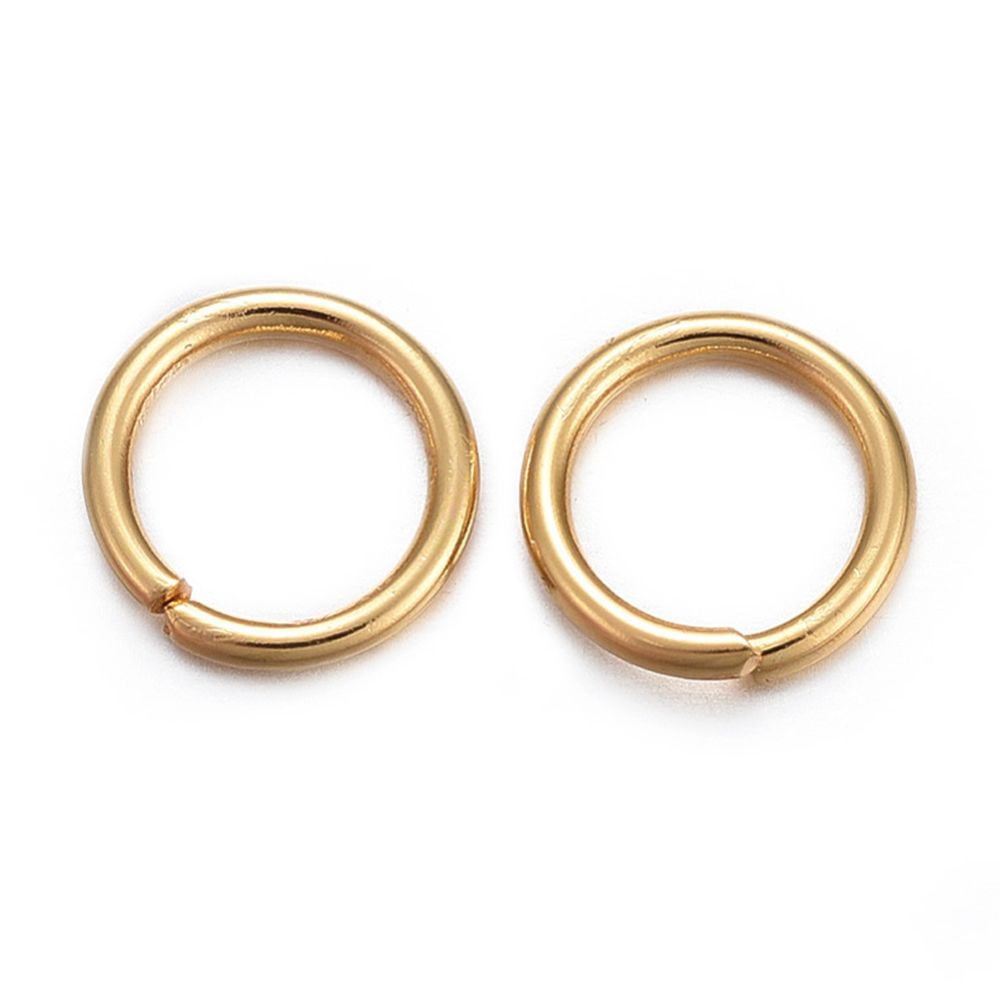 500pcs 304 Stainless Steel Open Jump Rings Real 24K golden Plated 18 Gauge 7x1mm Inner Diameter: 5mm