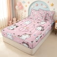 thumbnail image 2 of meiyoeat Pink Kawaii Cat Zipper Full Size Comforter Sets with Fitted Sheet and 2 Pillowcases for Kids Girls, Cute Kitten Animal Zipper Bedding Set, Pink ReversibleG, 2 of 6