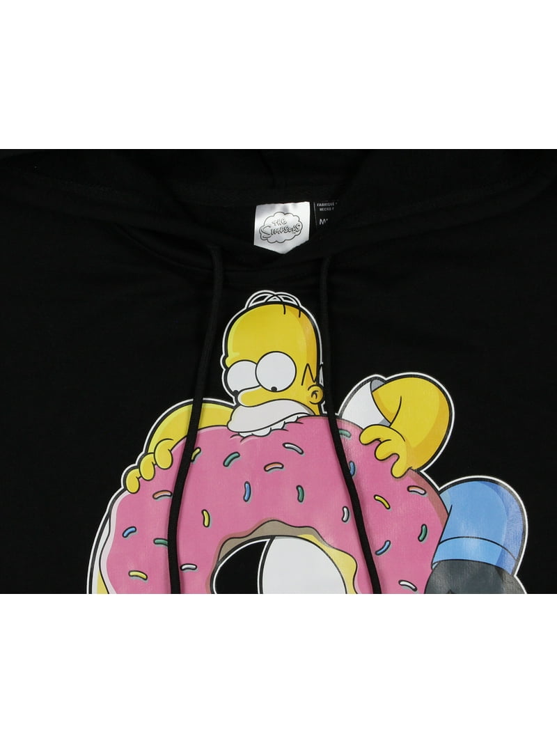 The Simpsons Men's Hoodie Homer Eating Giant Pink Sprinkle Donut