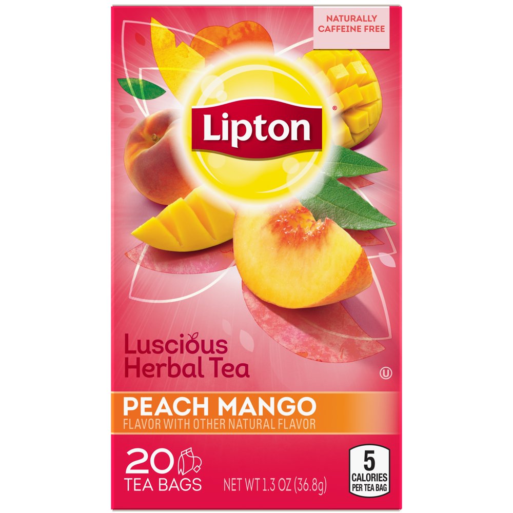 Lipton Peach Mango Herbal Tea, Tea Bags, 20 Ct