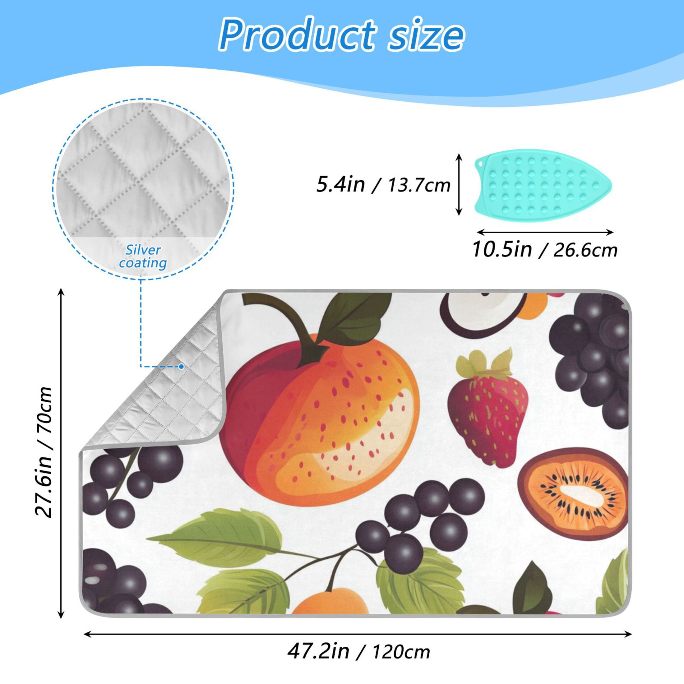 Cartoon Fruit Pattern Ironing Mat Blanket for Table Top Travel Portable Ironing Board Pad 47.2x27.6 Inch