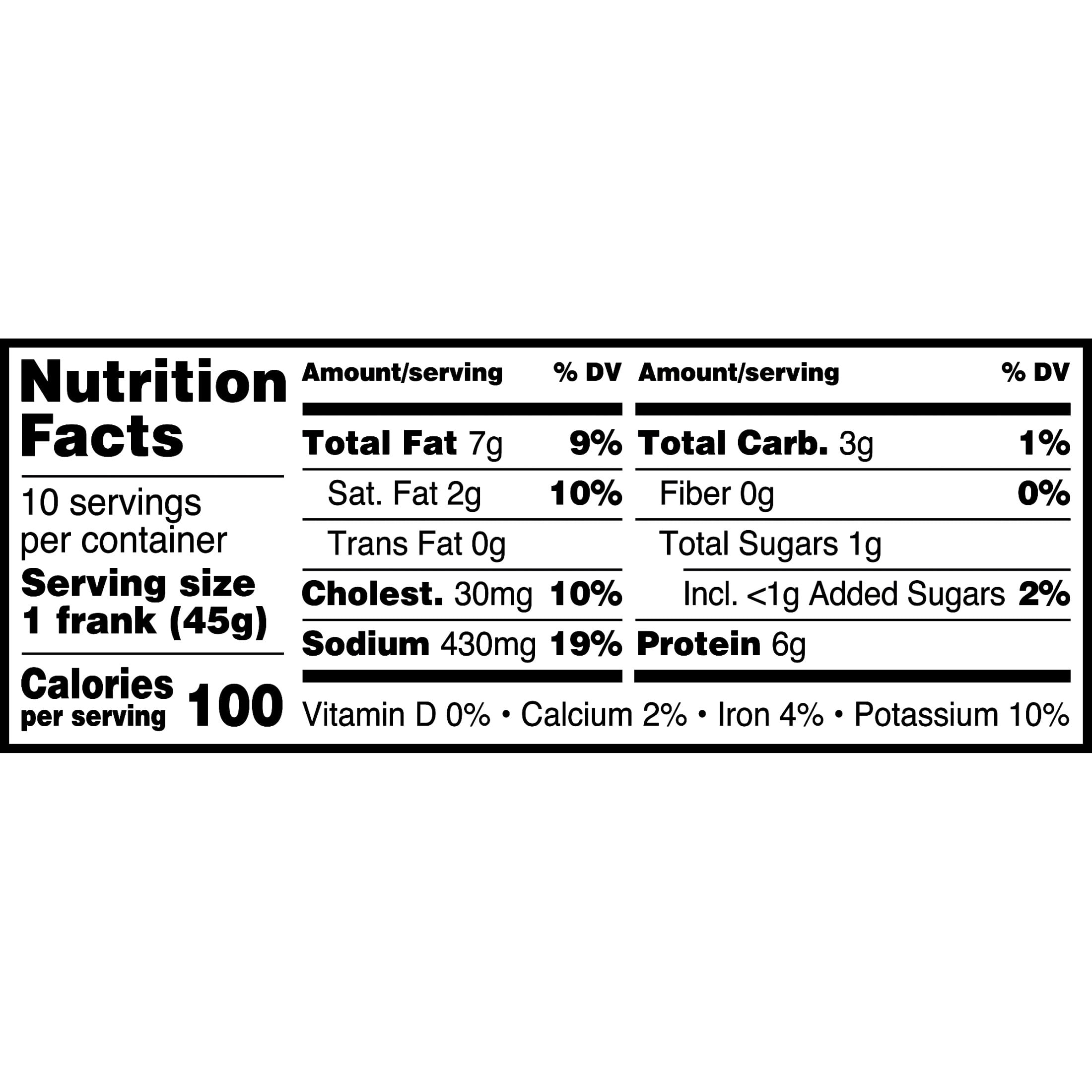 Great Value Hot Dogs, 16 oz, 10 Count (Refrigerated)