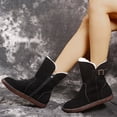 thumbnail image 6 of asdoklhq Womens Boots Clearance Under $20,Round Head Car Stitching Snow Boots Belt Buckle Side Zipper Winter Boots, 6 of 7
