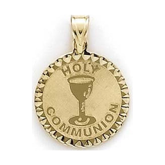14k Yellow Gold Large Round Holy Communion Pendant - 1.2 Grams