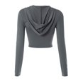 thumbnail image 4 of Tiqkatyck Crop Tops for Women, Long Sleeve Slim Fit Women's Flared Sleeve Tops Long Sleeve Hooded Shirts Crew Neck Crop Tops, Summer Tops for Women, Shirts for Women Grey M, 4 of 8