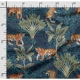 thumbnail image 2 of Soimoi Animals Printed, Cotton Satin Spandex, Sewing Fabric by The Yard 54 Inch Wide, Decorative Fabric for Dresses and Home Accents, Teal Blue, 2 of 5