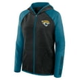 thumbnail image 2 of Women's Fanatics Black/Teal Jacksonville Jaguars Redzone End Around Pass Raglan Full-Zip Hoodie, 2 of 3