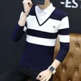 thumbnail image 3 of Camiseta polo para hombre Slim Fit rojo Ropa para hombre Top empalmado Abotonado ajustado Coreano Otoño Xl Una nueva a granel Manga larga Es original, 3 of 5