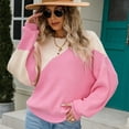 thumbnail image 2 of HAPIMO Womens Color Block Sweater Fall Fashion Long Sleeve Mock Neck Pullover Dressy Casual Ribbed Knit Loose Sweaters Teen Girls Clothes Pink M, 2 of 9