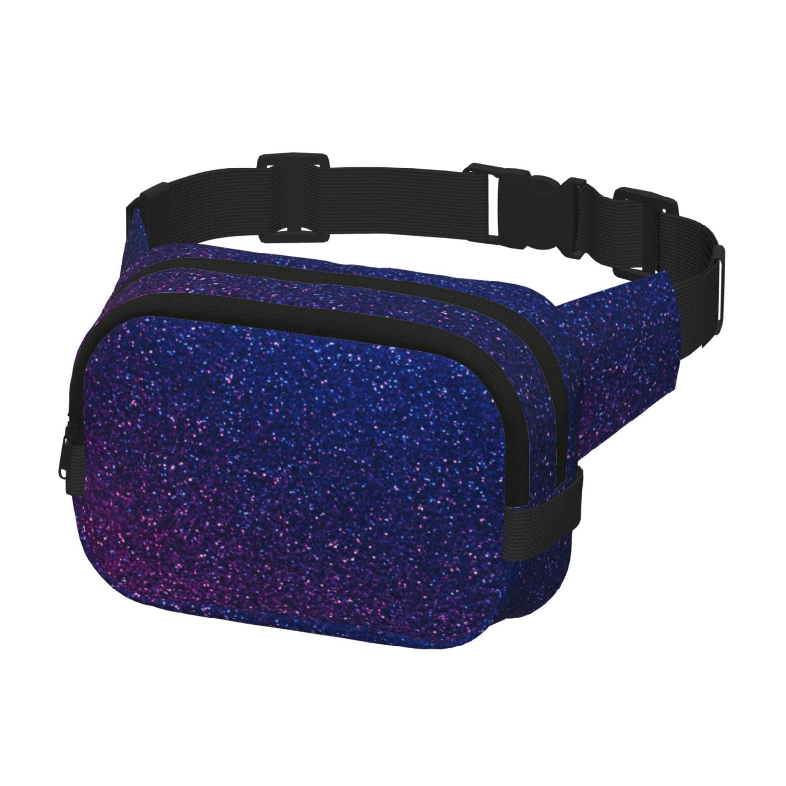 Fuzoiu Neon Glitter Print Unisex Square Double Layer Waist Bag,Crossbody Fanny Pack Travel Workout Accessory
