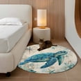thumbnail image 2 of Round Area Rug 4 Ft, Teal Sea Turtle Coastal Washable Non-Slip Circle Carpet for Living Room/Bedroom, Vintage Summer Beach Nautical Low-Profile Crawling Mats Collection Rugs for Indoor, 2 of 8