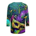 thumbnail image 5 of Cavosen Carnival Day 3/4 Sleeve Shirt Women Festival Mardi Gras Round Neck Tops Mask Graphic Print Blouse Holiday Novelty Shirts Casual Athletic T-Shirts Party Shrove Tuesday Tees 2XL, 5 of 5