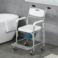 thumbnail image 2 of Olurrisa 330 lb Capacity Shower Commode Wheelchair - Aluminum Waterproof with Padded Seat & Foldable Footrest for Elderly/Bariatric Care, 2 of 9