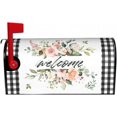 thumbnail image 4 of Flowers Spring/Summer Welcome Mailbox Cover Plaid Buffalo White and Black Magnetic Mailbox Covers Flowers Large Post Letter Box Covers Garden Yard Home Decor for Outside 25.5 x 21 Inchs, 4 of 6